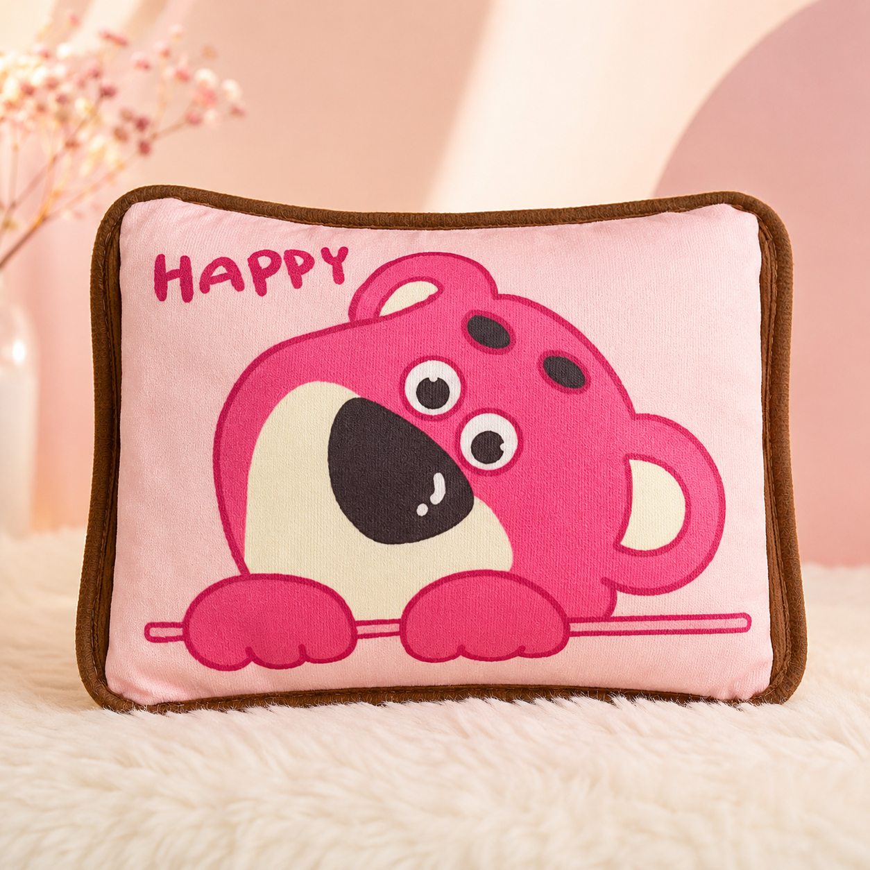 Happy Lotso Bantal Penghangat Lucu Karakter Toy Story Pixar Beruang Stroberi - PEYUKK.ID