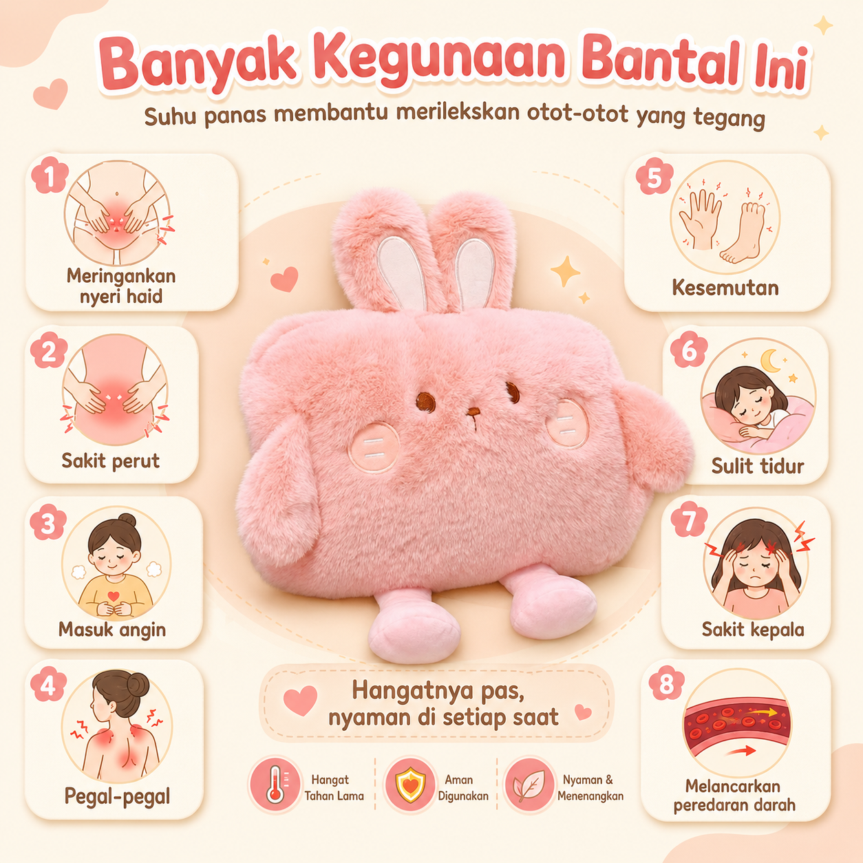 Bantal Penghangat Lucu Elektrik Hangat Nyaman Setiap Hari - PEYUKK.ID