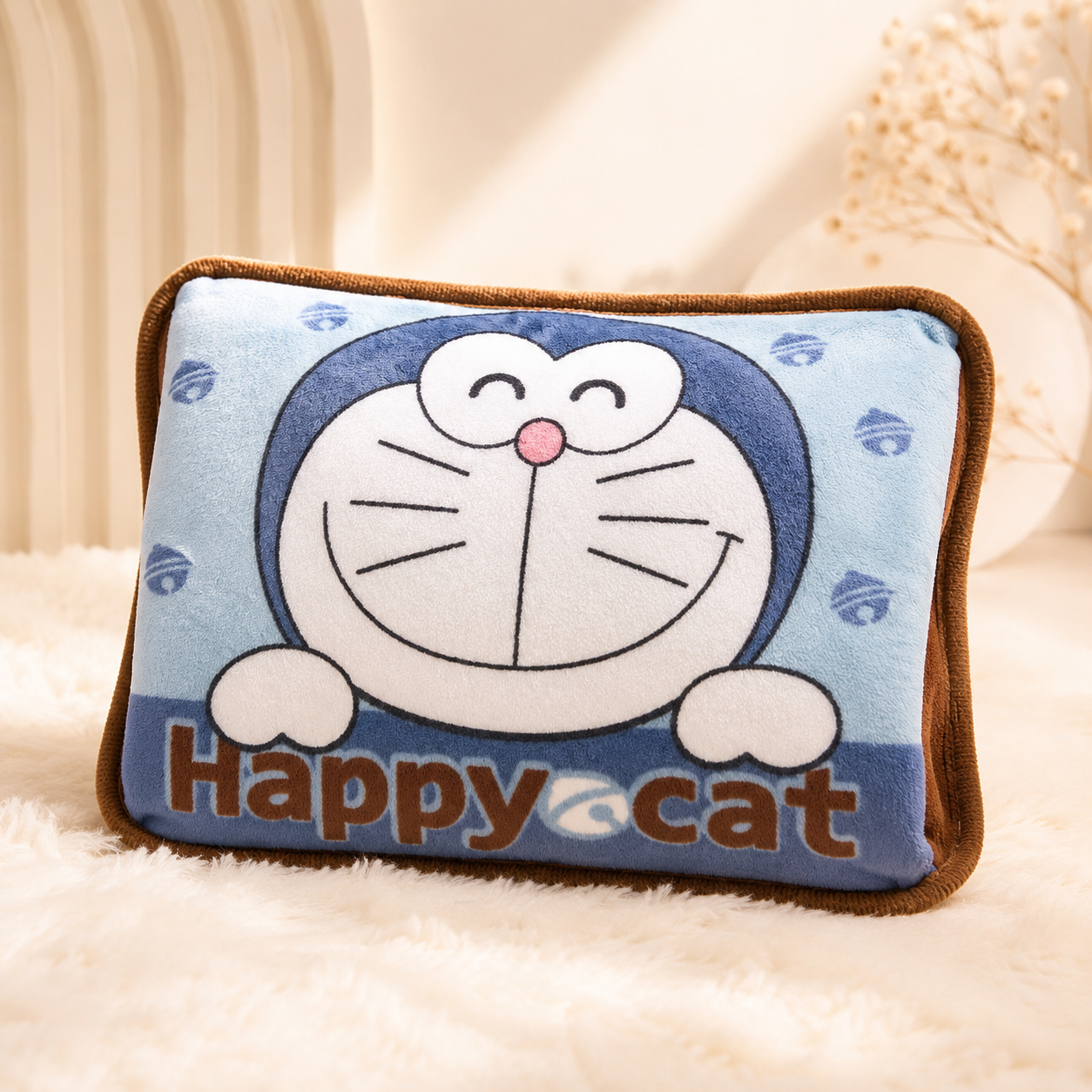Blue Robo Cat Bantal Penghangat Lucu Karakter Kucing Robot - PEYUKK.ID