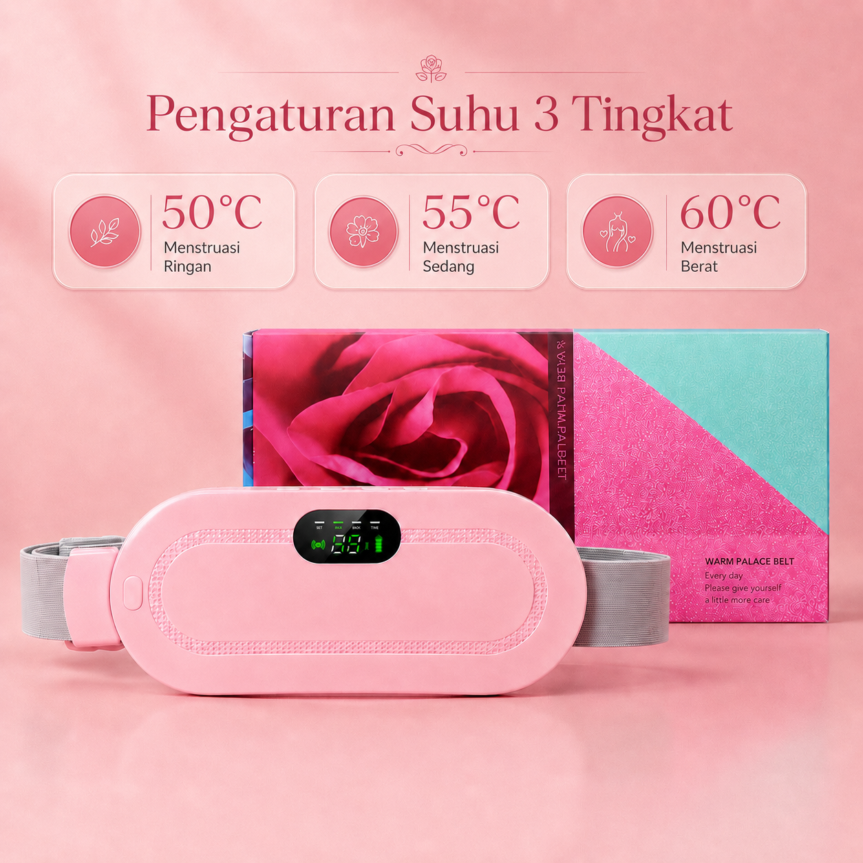 Glow Heat Sabuk Penghangat Elektrik Premium Anti Kram Haid Portable - PEYUKK.ID